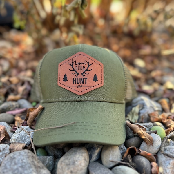 Custom Hunting Toddler Hat | Personalized Toddler Hat | Deer Hunt Kids Toddler Leather Patch Hat