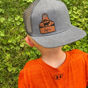 Custom Toddler Hat Personalized Toddler Hat Signature Toddler Leather Patch Hat Cattle Tag Hat