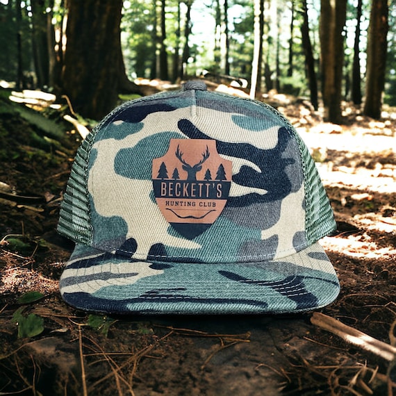 Custom Toddler Hat, Personalized Leather Patch Camo Hunting Hat