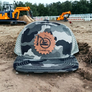 Custom Toddler excavator Hat Personalized toddler hat signature toddler leather patch hat excavator hat