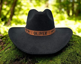 Custom Toddler Cowboy Hat | Personalized Toddler Cowboy Hat | Custom Toddler Leather Band Cowboy Hat | Kids Cowboy Hat