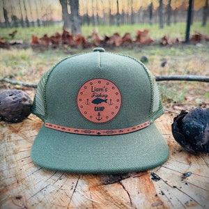 Custom Toddler fishing Hat Personalized toddler hat signature toddler leather patch hat fishing hat