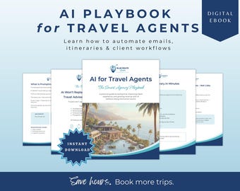 Manual de IA para agentes de viajes, flujos de trabajo de ChatGPT, sistemas para clientes y más de 50 indicaciones.