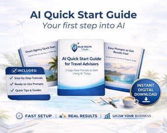 AI Beginner How-To Guide for Travel Advisors, Travel Agents, ChatGPT Prompts (Digital Download PDF)