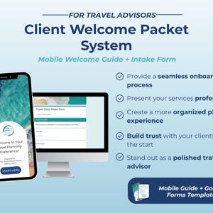 Travel Advisor Client Welcome Packet | Canva Editable Onboarding Kit (Mobile PDF)