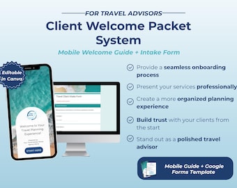 Travel Advisor Client Welcome Packet | Canva Editable Onboarding Kit (Mobile PDF)