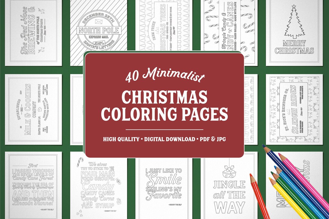 40 Classic Christmas Coloring Pages Digital Download Adult Coloring