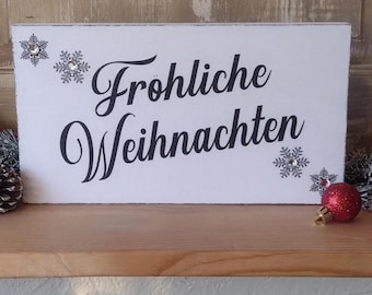 Fröhliche Weihnachten, German Decor, Snowflake Xmas Sign