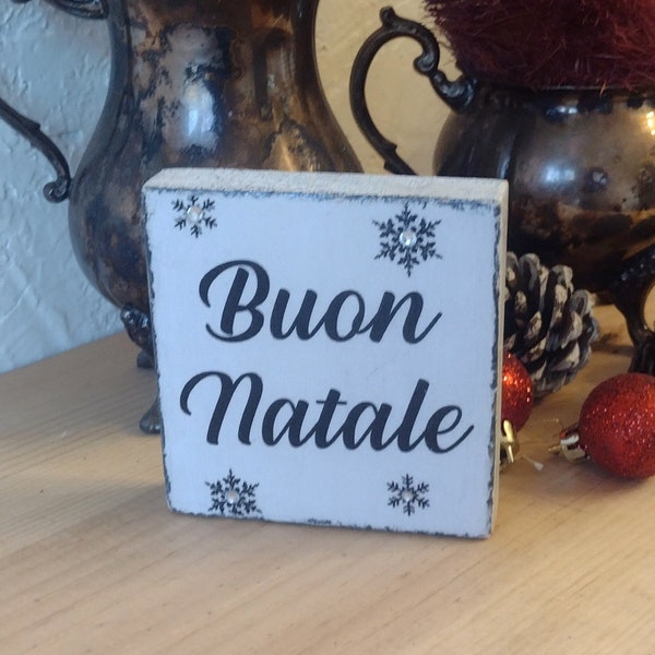 Italian Xmas Sign, Buon Natale, Mini Plaque