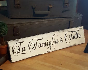 Italian Quote Sign  Family is Everything  La Famiglia e Tutto Housewarming Gift