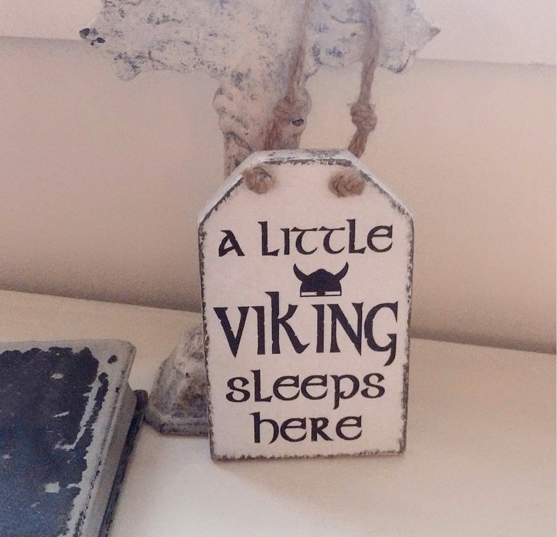 Viking sign for nursery or Kid's bedroom. Vintage black bible. Vintage Cross