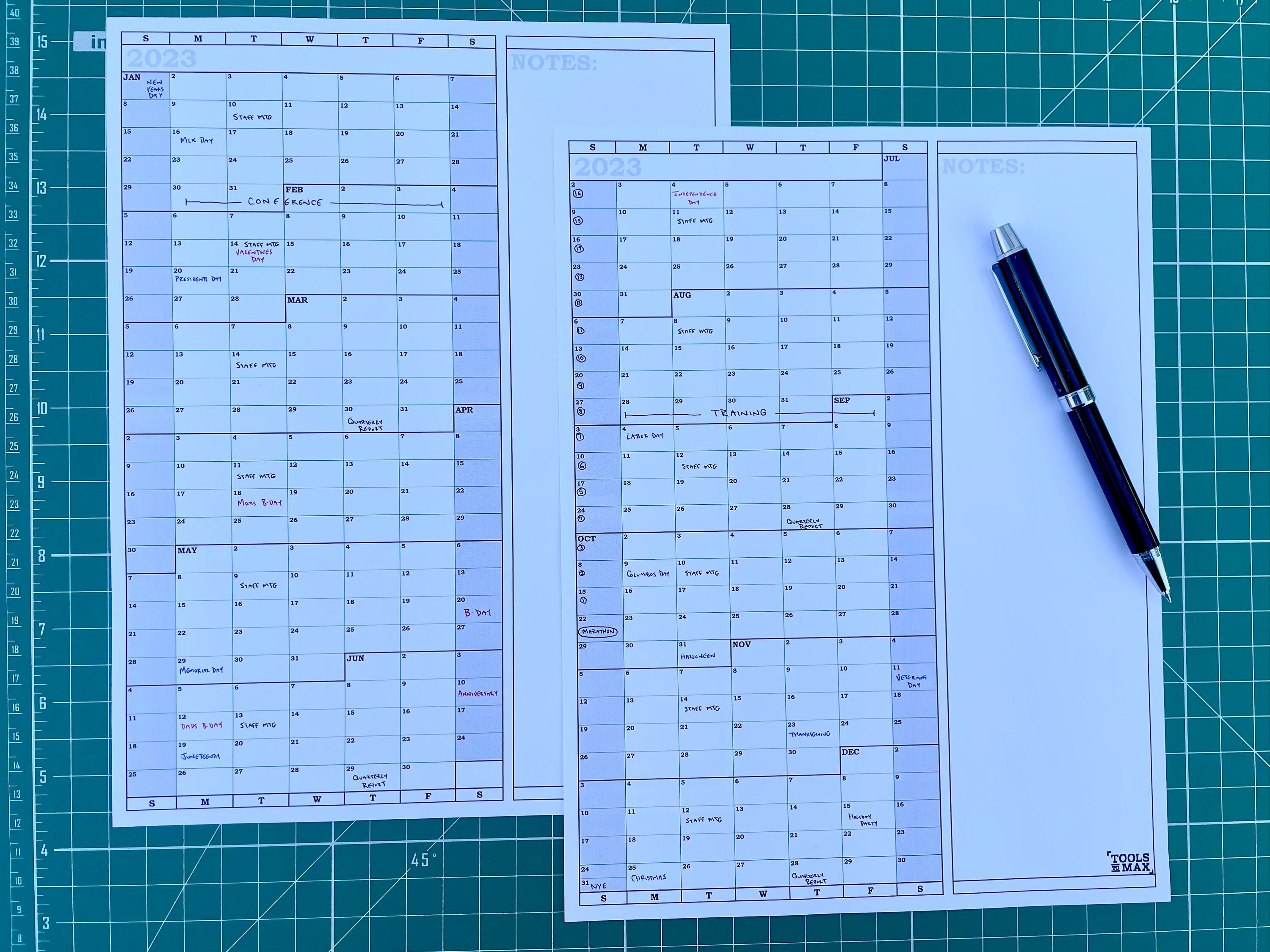 Printable 2023 Annual Calendar With Notes 8 5x11 Letter Etsy