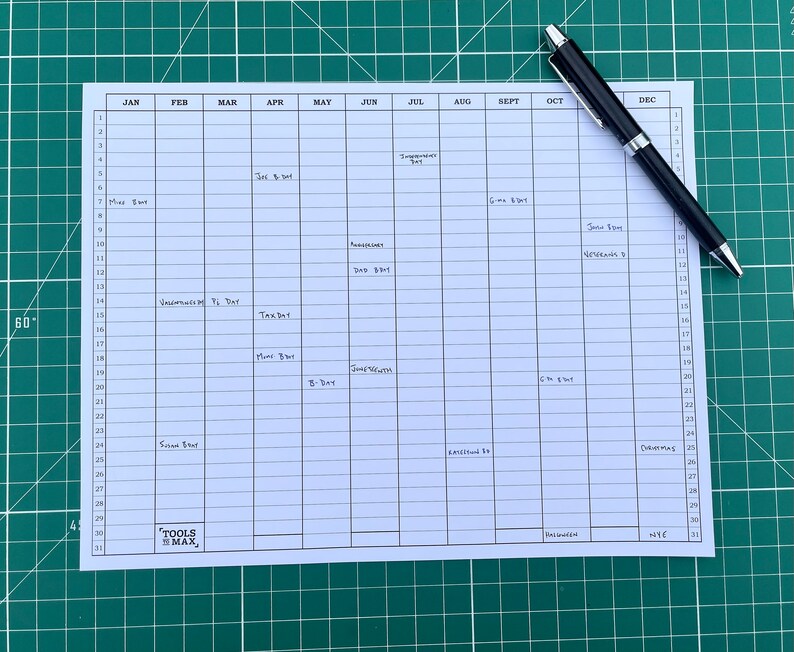 Printable Perpetual Calendar 8.5x11 / Letter Sized PDF Etsy