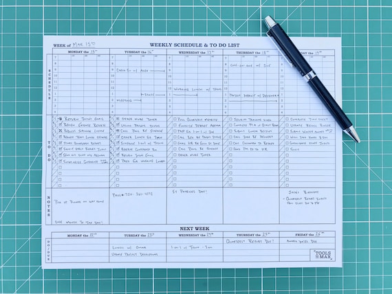 Printable Weekly Schedule and to Do List With Notes and Next - Etsy