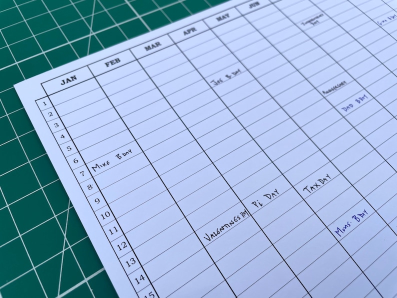 Printable Perpetual Calendar 8.5x11 / Letter Sized PDF Etsy