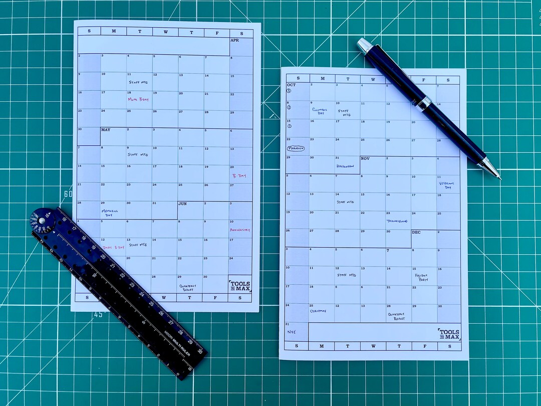 Printable 2023 Annual Calendar, Letter / Half Letter Size, PDF Etsy