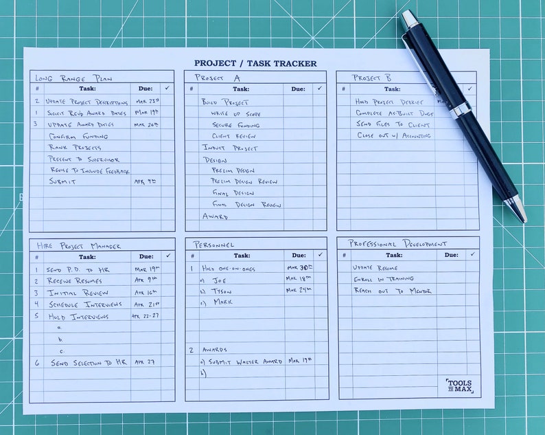 Printable Project and Task Tracker Instant Download PDF - Etsy