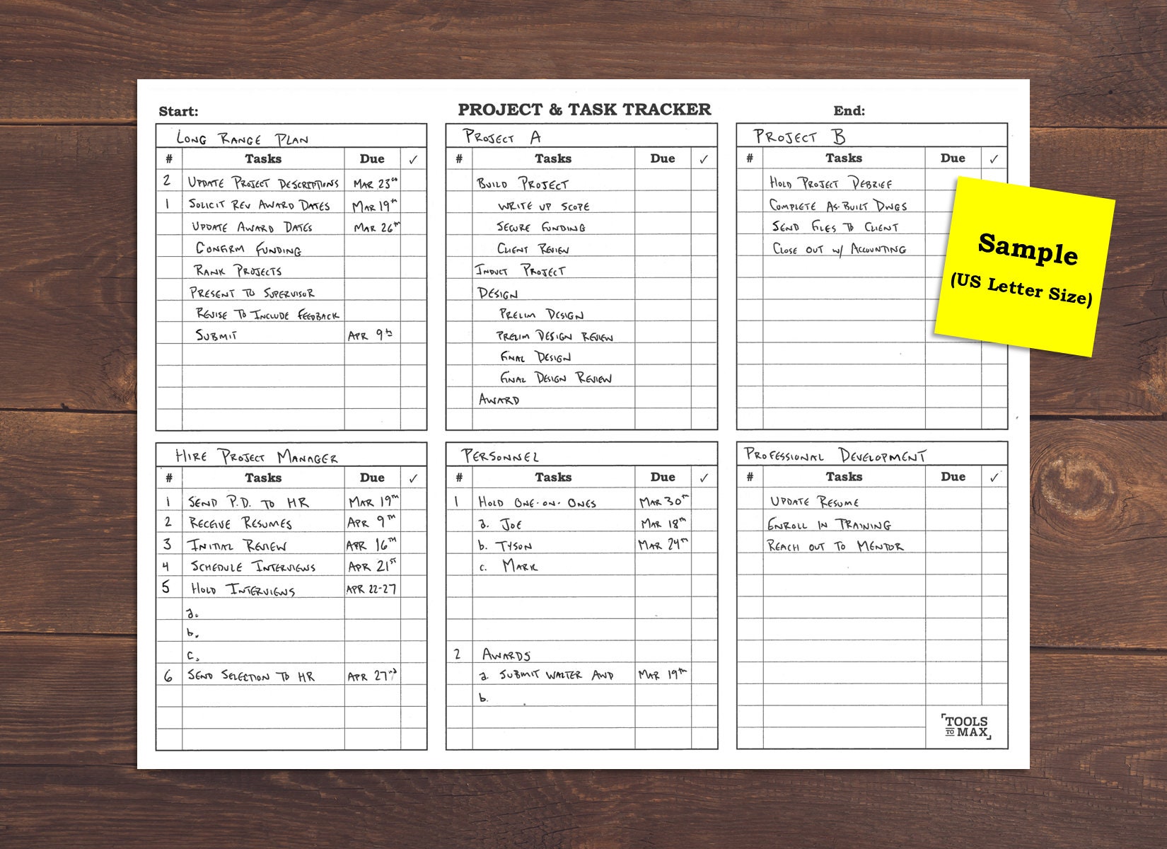 Printable Project and Task Tracker, Instant Download PDF, Letter & A4 ...