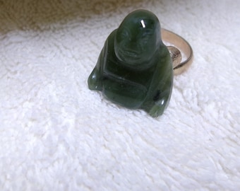 Vintage Jade Buddha ring electroplated sz 8 sizable
