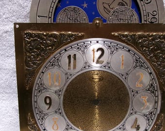 Vintage  Brass Grandmother Moon dial,Ridgway Germany Clock plate AS IS/Parts 14"details below Model 149