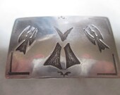 Vintage Sterling silver Navajo belt buckle TABE GAY