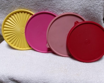 Vintage Lids sold separately 1 left light pink/ yellow and red soldTupperware,  specify by color and size