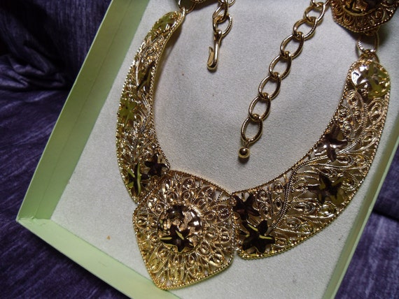 Vintage Barrera Gold tone necklace & earring set - image 5