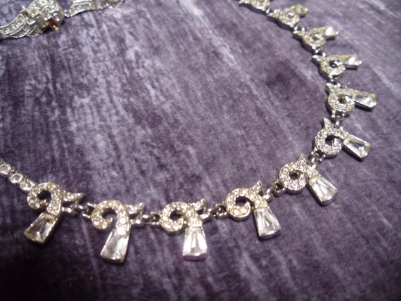 Vintage shiny glass rhinestone jewelry set - image 8