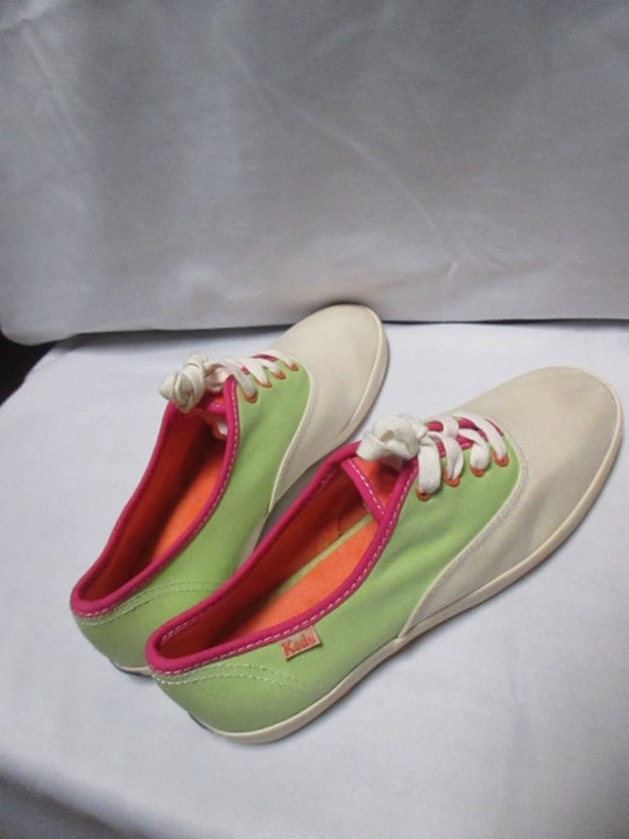Vintage New Stock  Keds Canvas Hot pink, neon gre… - image 9