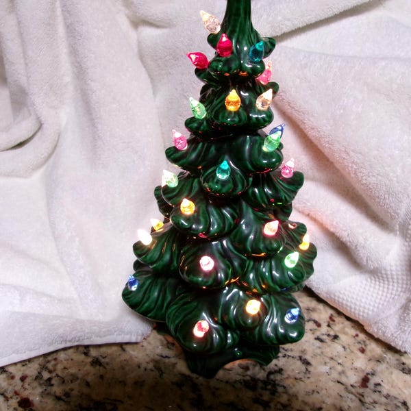 Vintage 12" Atlantic Mold ceramic Christmas Tree details below