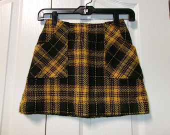Vintage 1970s Mod plaid mini Skirt sz 7 girls or xsmall