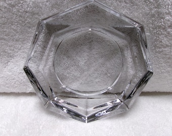 Vintage Villeroy & Boch hexagon Crystal Ashtray 7" wide