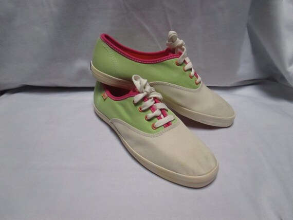 Vintage New Stock  Keds Canvas Hot pink, neon gre… - image 1