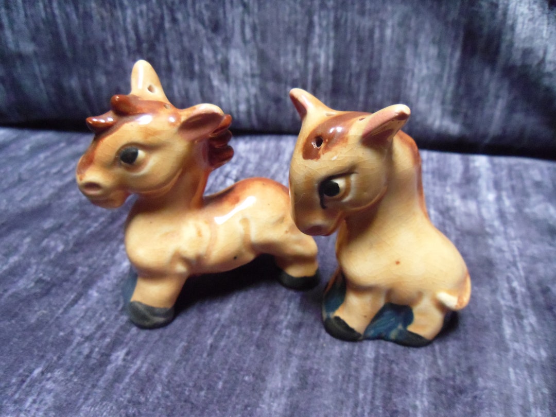 Vintage Ceramic Donkey Salt and Pepper Shakers/japan Etsy