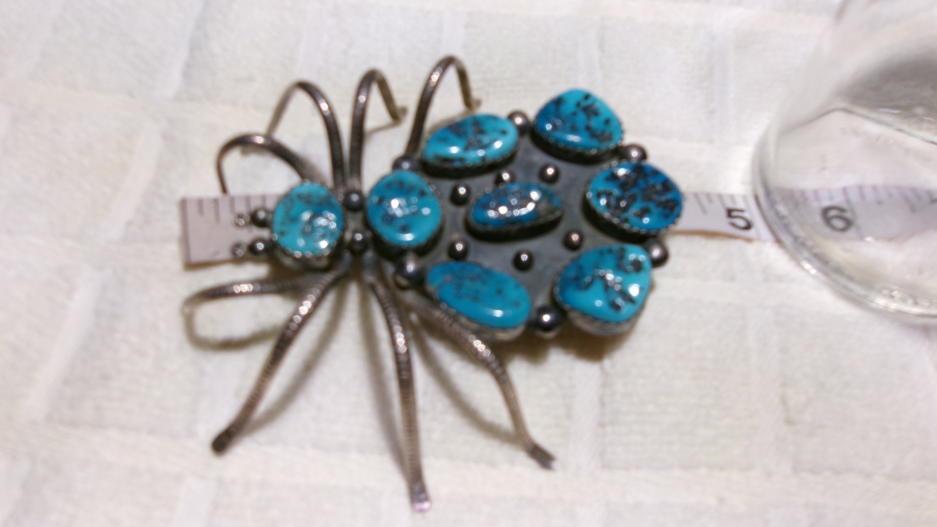 Incredibly Intricate Spider Matrix Vintage Navajo 'Ice Blue' Native American Jewelry Silver Ring-big! Incredibly Intricate Spider Matrix Vintage Navajo 'Ice Blue' Native American Jewelry Silver Ring-big!