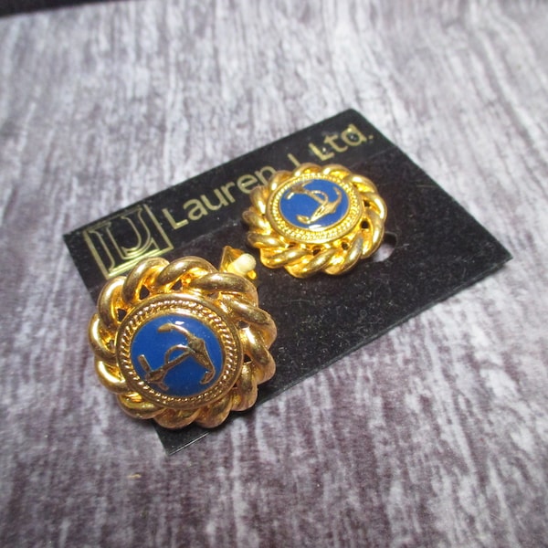 Vintage New Stock Lauren J. Natical clamp earrings