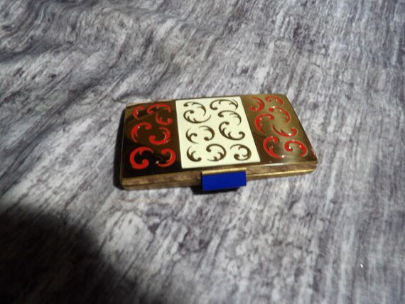 Vintage red white blue enamel yardley compact/ co… - image 1