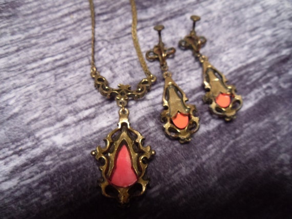 Vintage Selro Set, faux coral, faux jade, faux pe… - image 8
