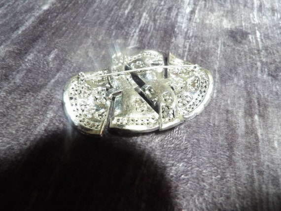 Vintage 1940s Paved rhinestone round & baguette, … - image 7