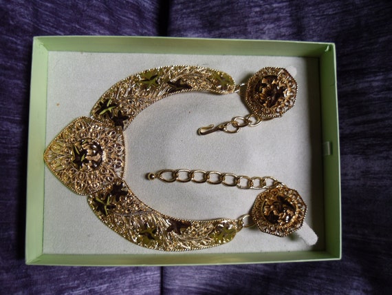 Vintage Barrera Gold tone necklace & earring set - image 2