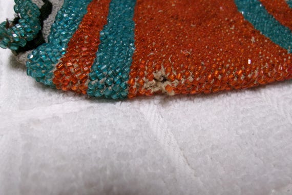 Antique 4 1/2" tall Flapper draw string glass bea… - image 2