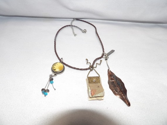 Interesting Charm, enamel metal resin necklace