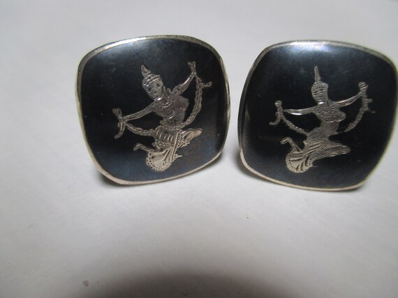 Unique Sterling topless Asian Siam cuff links - image 4