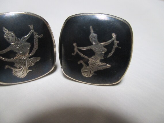Unique Sterling topless Asian Siam cuff links - image 3