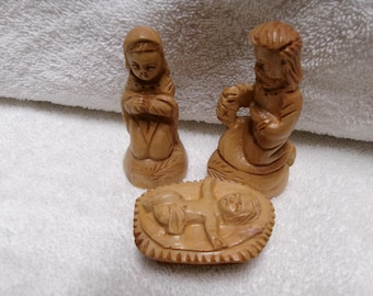 Vintage Hand carved Olive wood Nativity scene 4"