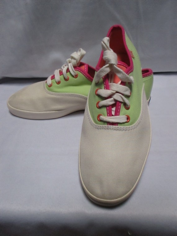 Vintage New Stock  Keds Canvas Hot pink, neon gre… - image 3
