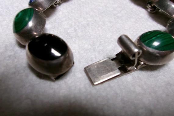 Vintage solid sterling multi gemstone bracelet/Me… - image 5