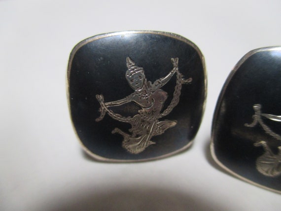 Unique Sterling topless Asian Siam cuff links - image 2