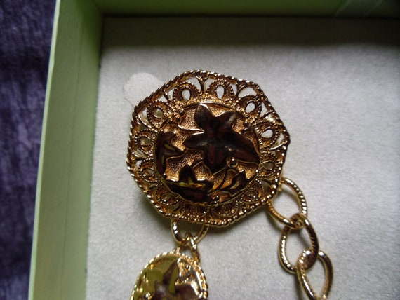Vintage Barrera Gold tone necklace & earring set - image 4
