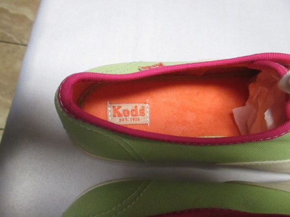 Vintage New Stock  Keds Canvas Hot pink, neon gre… - image 8